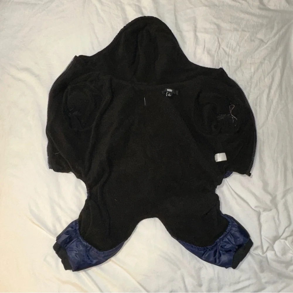 DKNY | Dog Puffer Coat Medium Hooded Fleece Lined Colorblock Black Red Blue